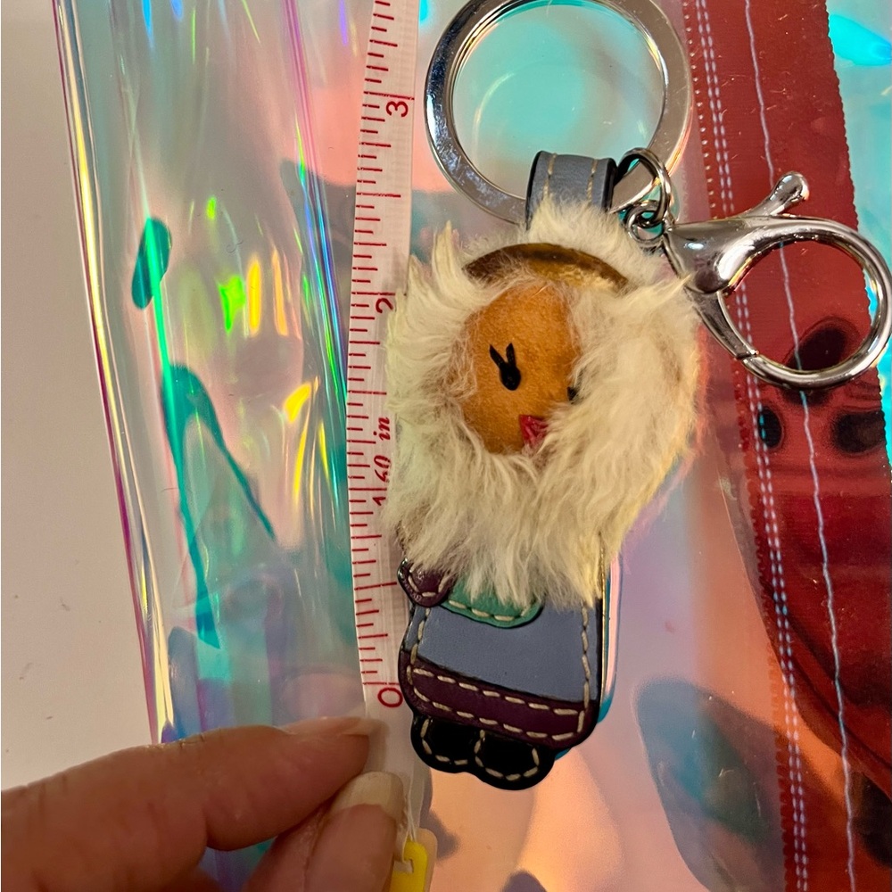 Coach Leather and Fur Eskimo Keychain/Key Fob - Picture 3 of 4
